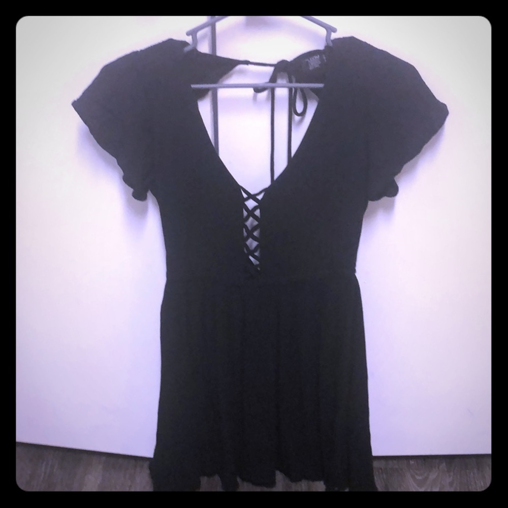 Volcom black open back dress